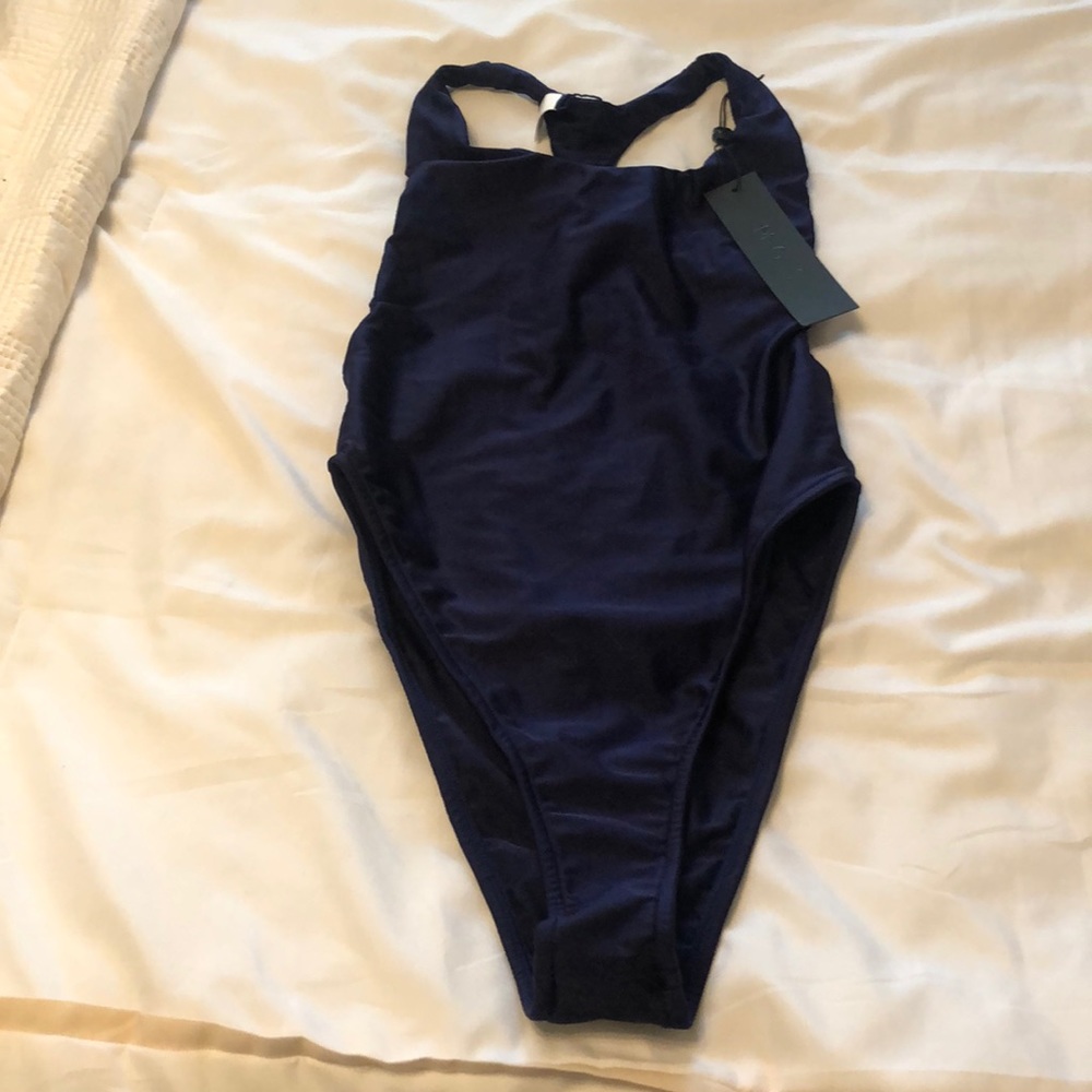 Navy Racerback One Piece - High Cutouts